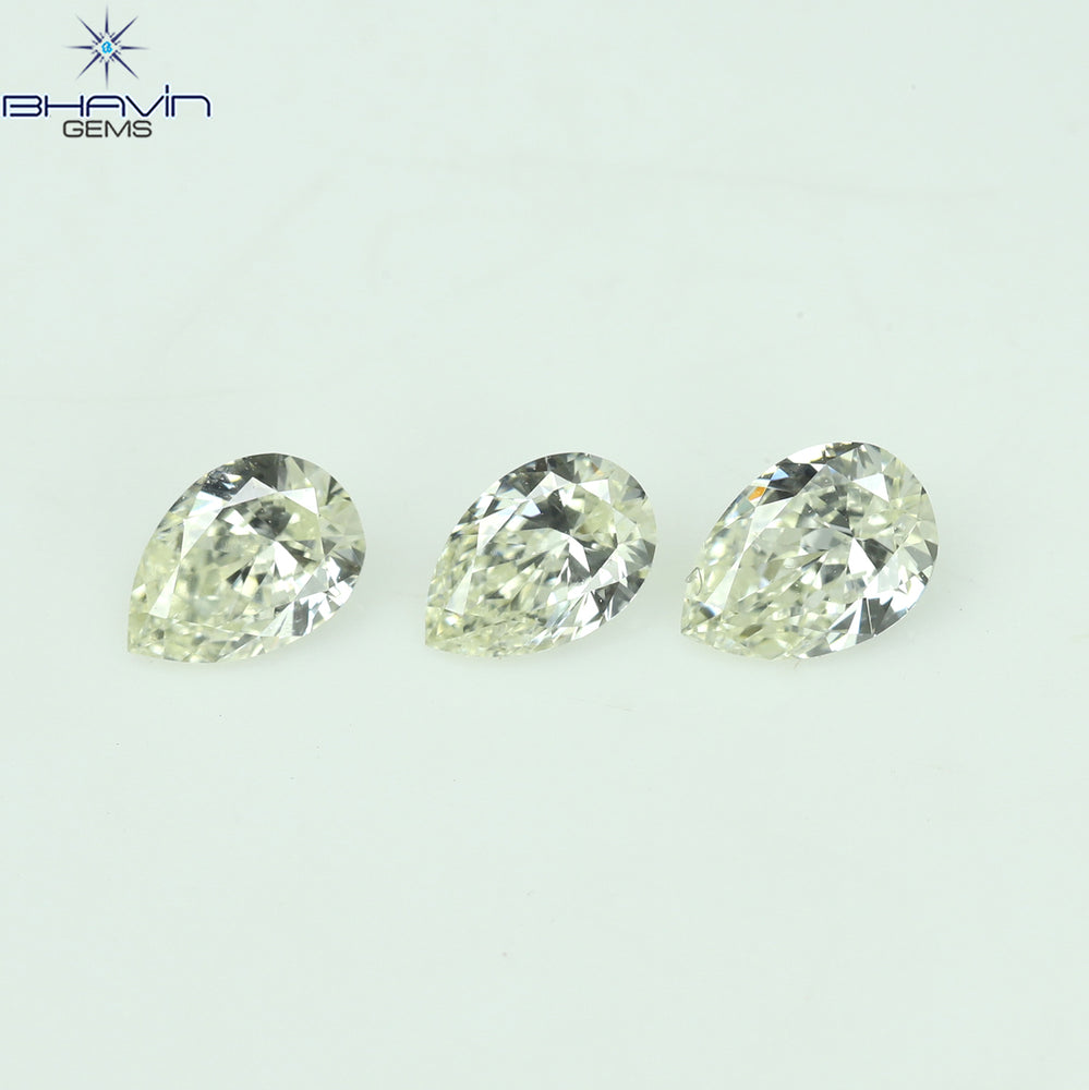 0.35 CT/3 Pcs Pear Shape Natural Diamond White(K) Color VS1 Clarity (4.14 MM)