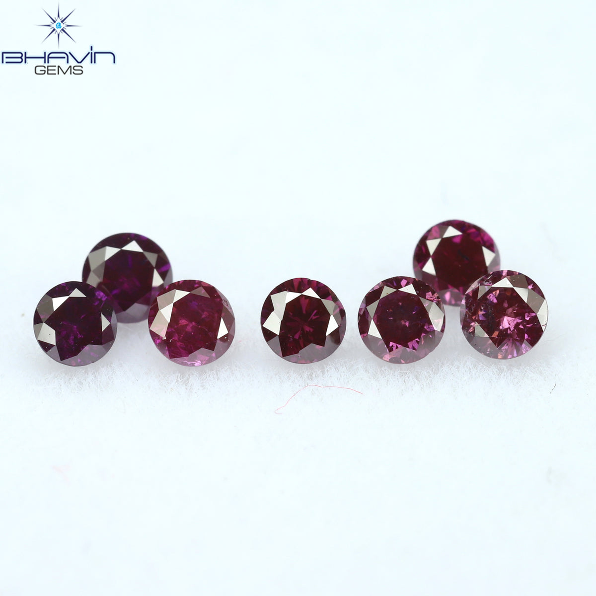 0.39 CT/7 Pcs Natural Round Diamond Enhanced Pink Color Clarity I1 (2.40 MM)