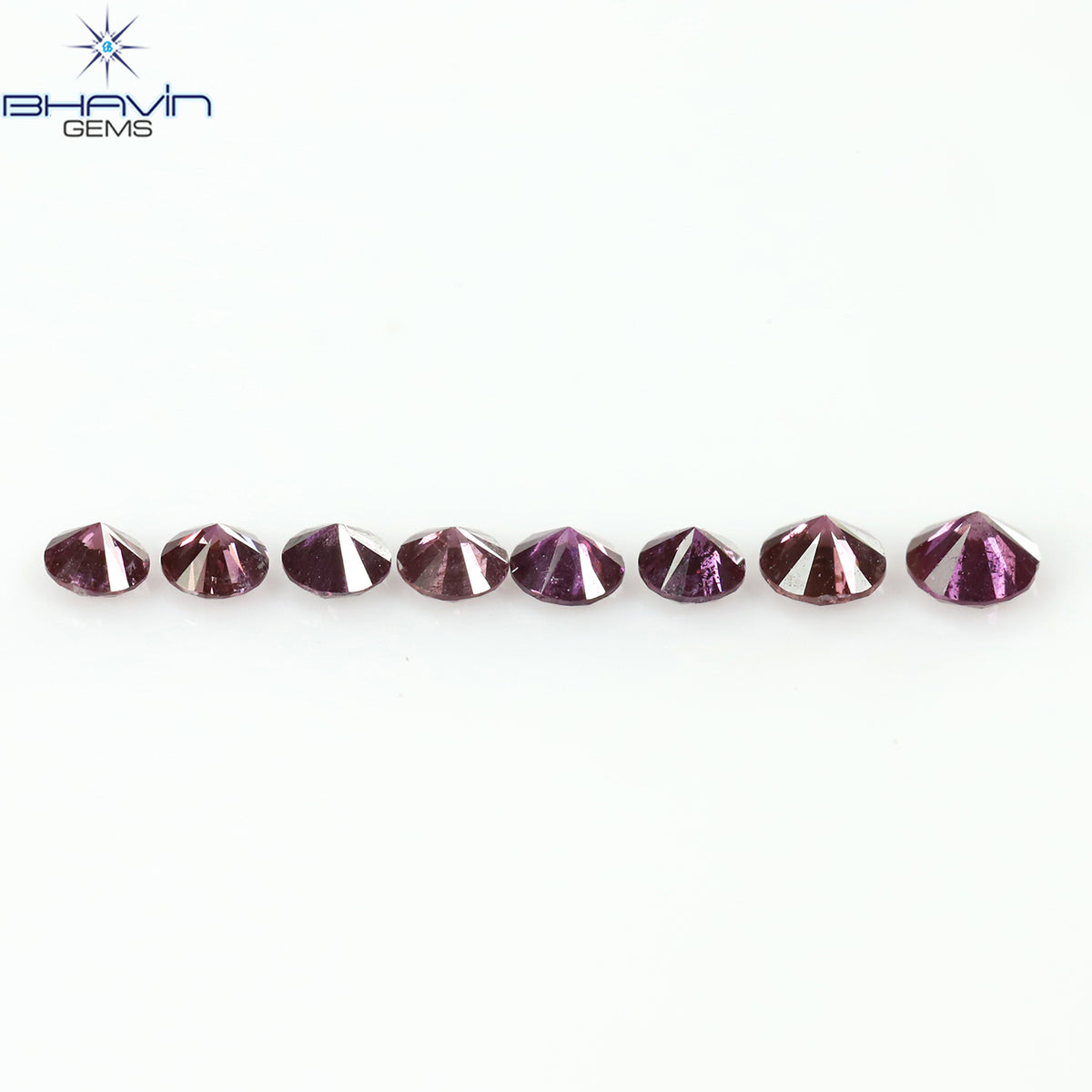 0.27 CT/8 Pcs Natural Round Diamond Enhanced Pink Color Clarity SI-I1 (2.35 MM)