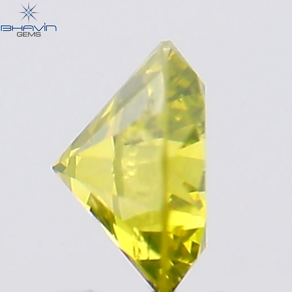 0.14 CT Round Shape Natural Diamond Green Yellow Color SI2 Clarity (3.34 MM)
