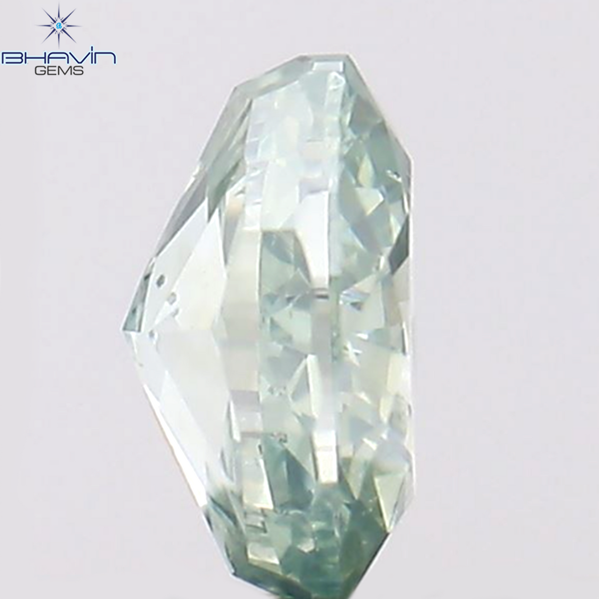 0.10 CT オーバルシェイプ ナチュラル ダイヤモンド ブルーイッシュ グリーン カラー VS1 クラリティ (3.57 MM)