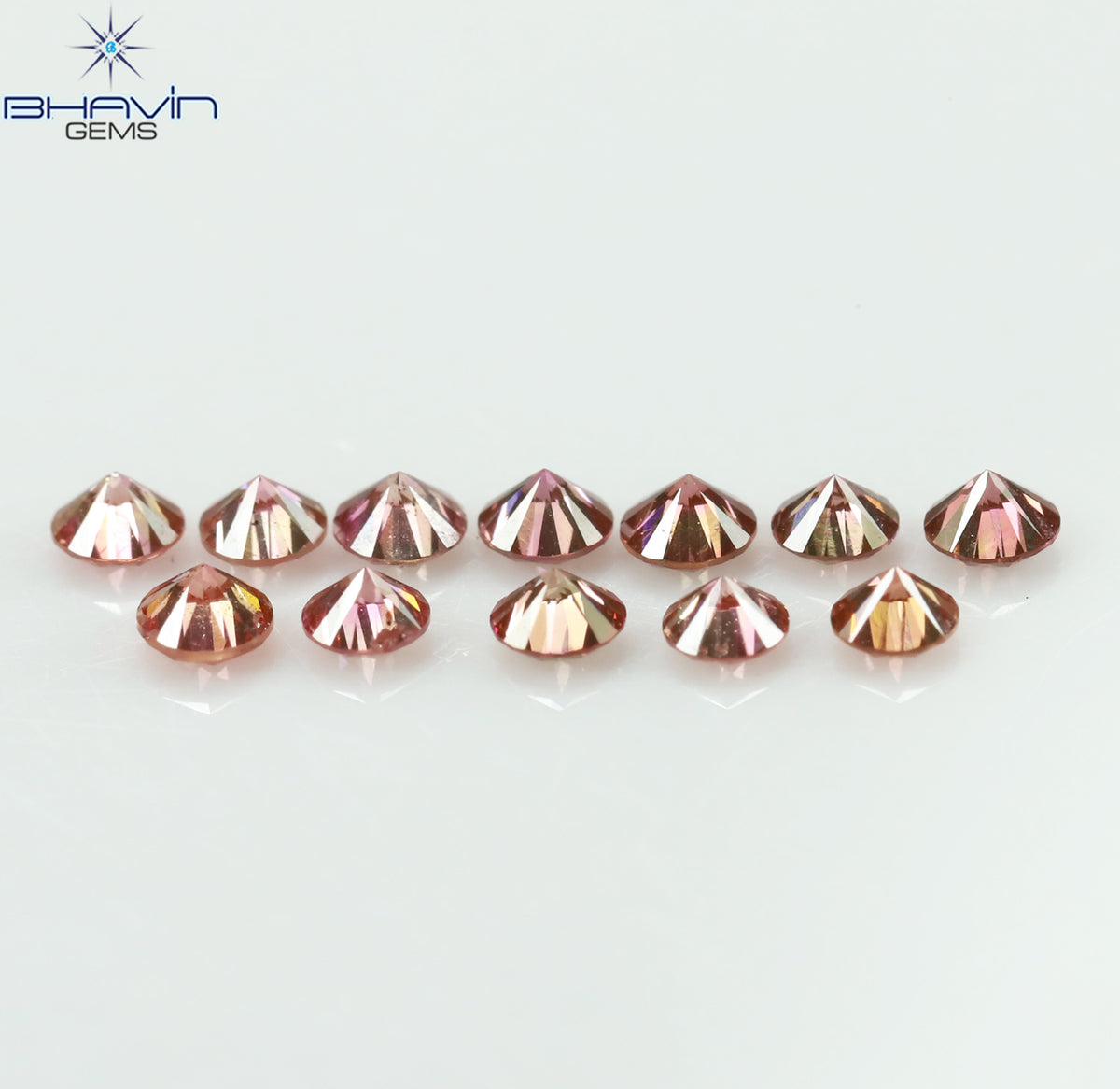 0.40 CT/12 個 ラウンド シェイプ ナチュラル ルース ダイヤモンド ピンク カラー SI クラリティ (2.15 MM)