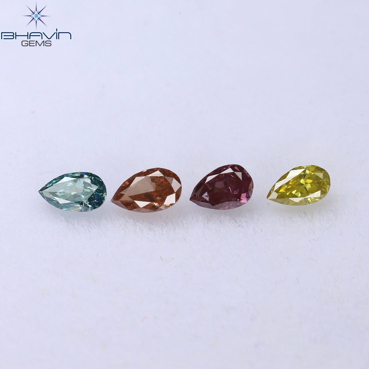 0.31 CT/4 Pcs Natural Pear Diamond Enhanced Mix Fancy Color Clarity SI1 (3.92 MM)