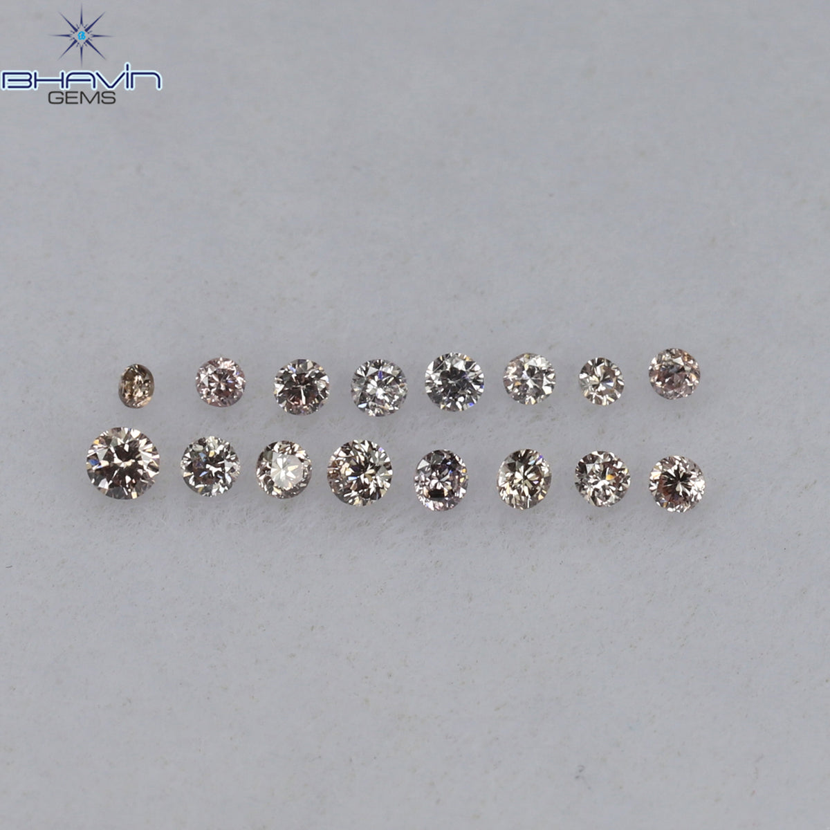0.09 CT/16 Pcs Natural Round Diamond Brown Pink (Argyle) Color Clarity VS2 (1.40 MM)