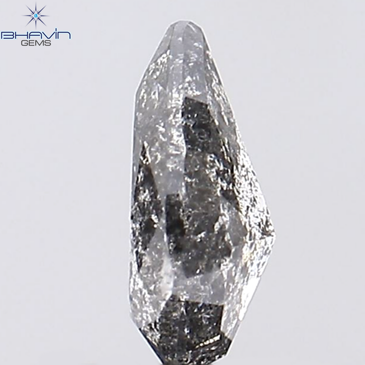 0.39 CT ペアシェイプ ナチュラル ルース ダイヤモンド ソルト アンド ペッパー カラー I3 クラリティ (5.27 MM)