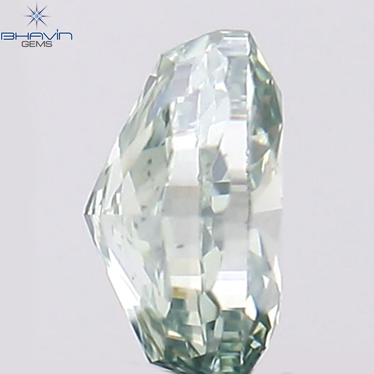 0.10 CT オーバルシェイプ ナチュラル ダイヤモンド ブルーイッシュ グリーン カラー VS1 クラリティ (3.57 MM)