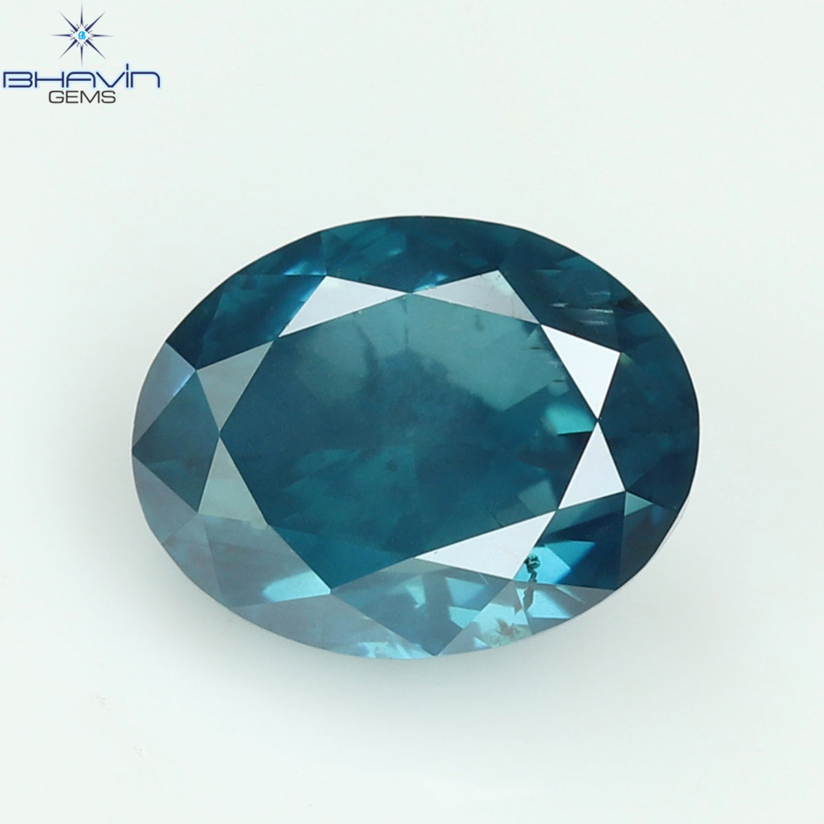 0.65 CT Oval Natural Diamond Enhanced Greenish Blue Color Clarity SI1 (5.70 MM)