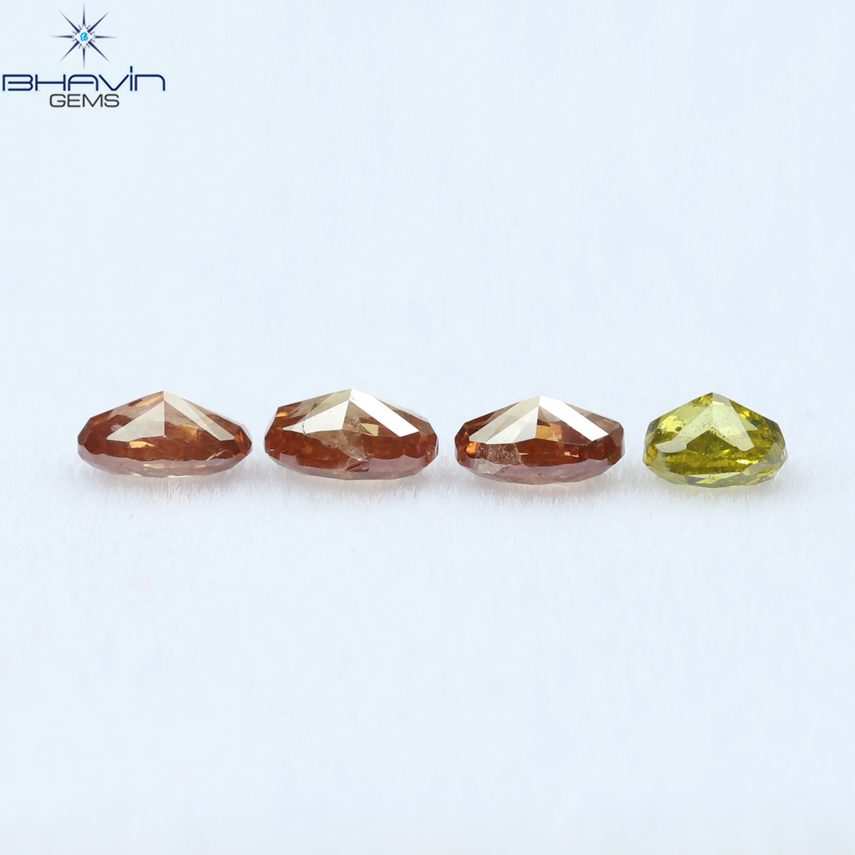 0.72 CT/4 Pcs Natural Oval Diamond Enhanced Pink Yellow Color Clarity SI2 (4.15 MM)