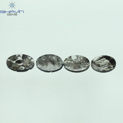 1.41 CT/4 Pcs Oval Slice Shape Natural Diamond Salt And Pepper Color I3 Clarity (7.15 MM)