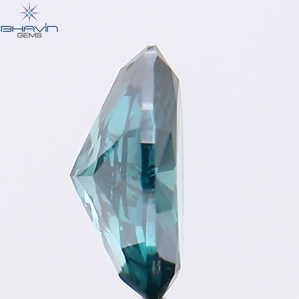 0.42 CT Natural Oval Diamond Enhanced Greenish Blue Color Clarity SI2 (5.66 MM)