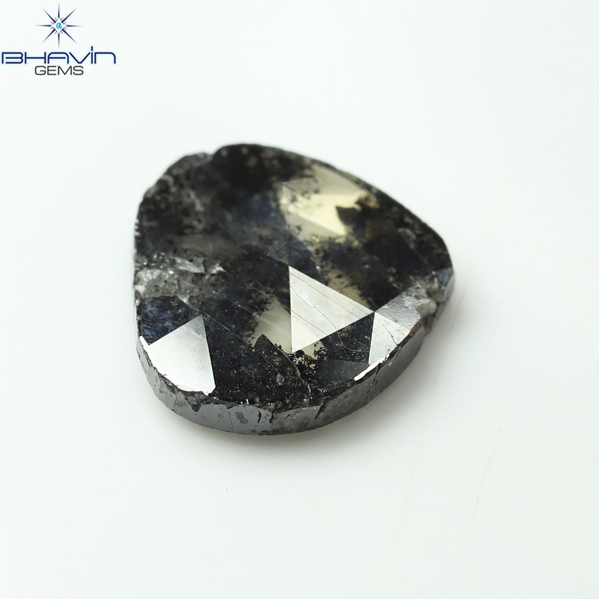 4.87 CT ハート スライス シェイプ ナチュラル ダイヤモンド ソルト アンド ペッパー カラー I3 クラリティ (12.75 MM)