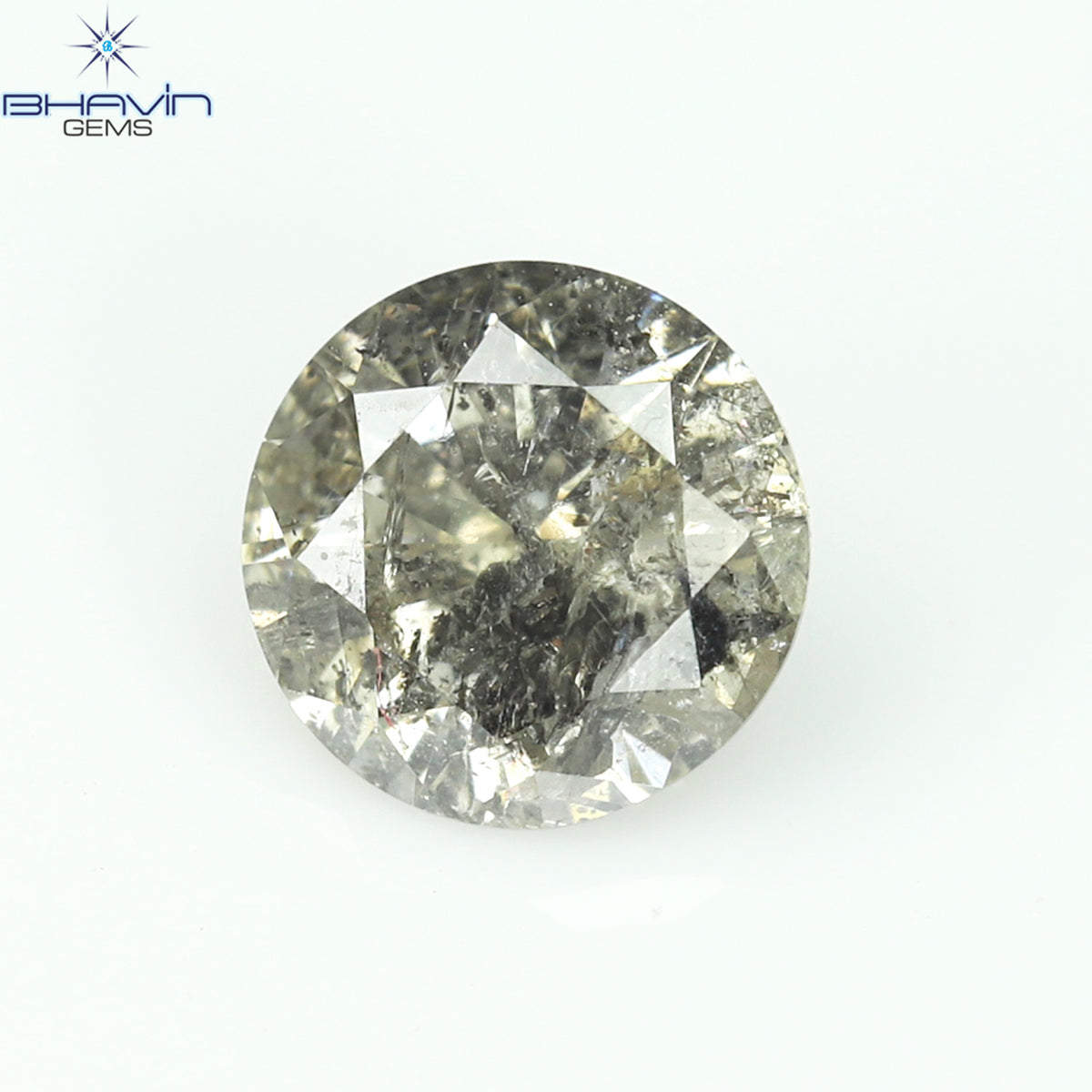 0.41 CT ラウンド シェイプ ナチュラル ルース ダイヤモンド ソルト アンド ペッパー カラー I3 クラリティ (4.77 MM)