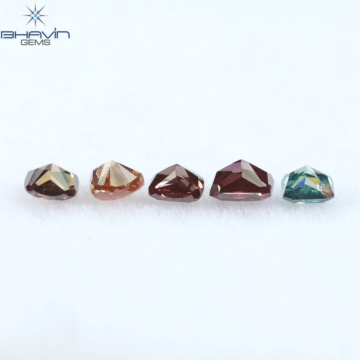 0.28 CT/5 ピース ミックス シェイプ ナチュラル ダイヤモンド ピンク色 SI2 クラリティ (2.40 MM)