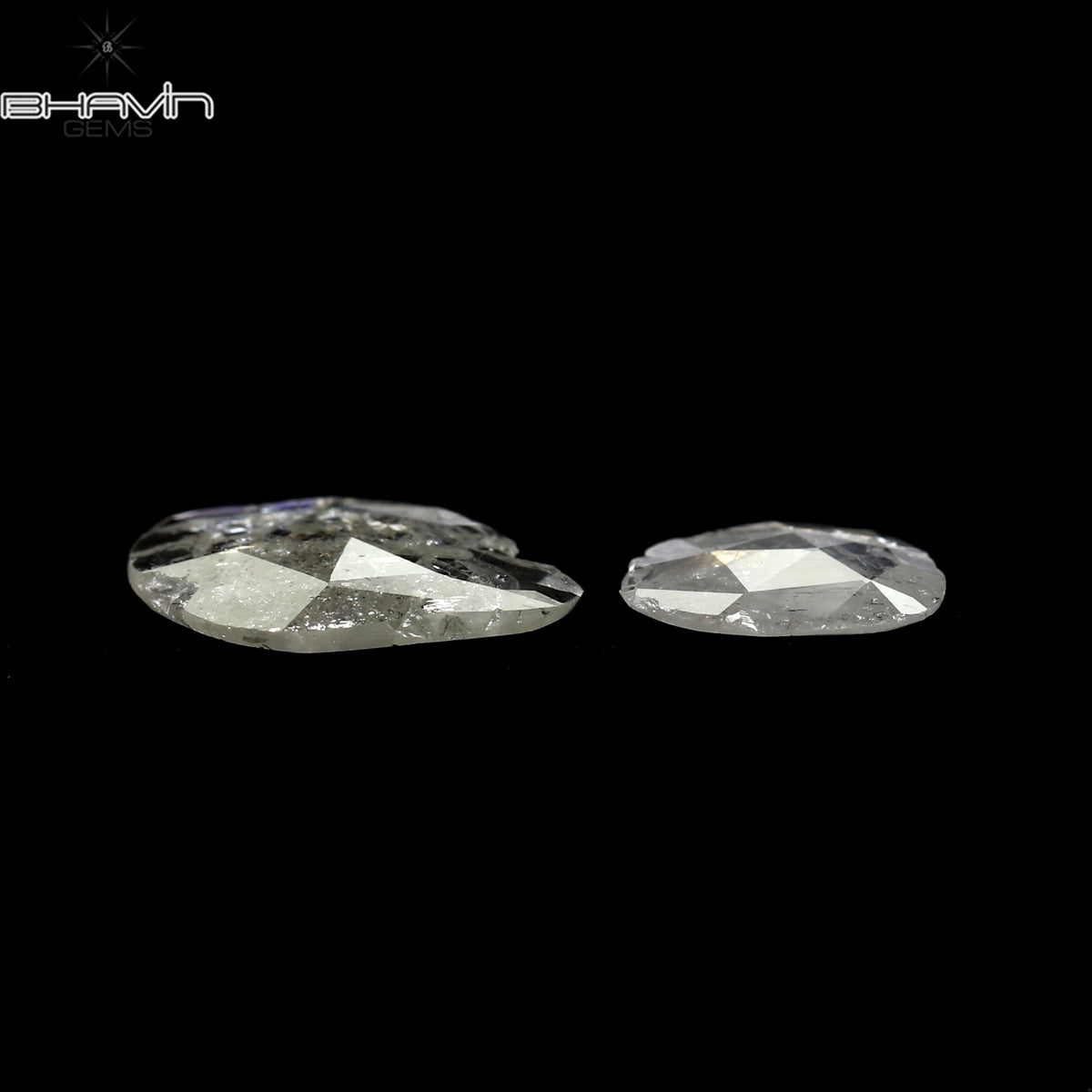 0.84 CT/2 Pcs Natural Rosecut Polki Diamond White Color Clarity I3 (9.26 MM)