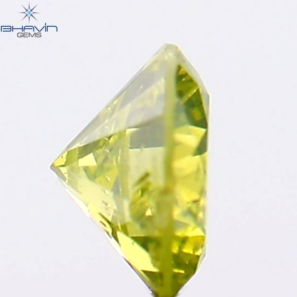 0.14 CT Round Shape Natural Diamond Green Yellow Color SI2 Clarity (3.35 MM)