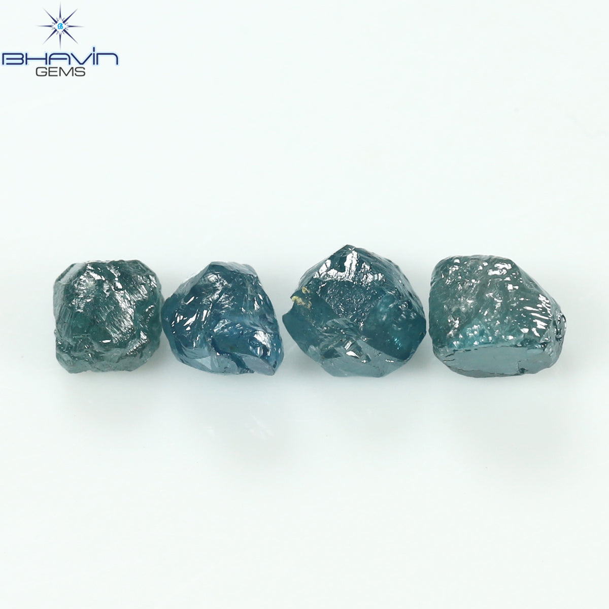 1.83 CT/4 Pcs Natural Rough Diamond Enhanced Blue Color Clarity I3 (4.46 MM)