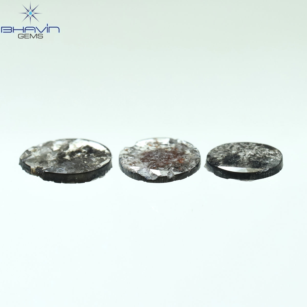 1.16 CT/3 Pcs Natural Mix Slice Diamond Salt And Pepper Color Clarity I3 (7.00 MM)
