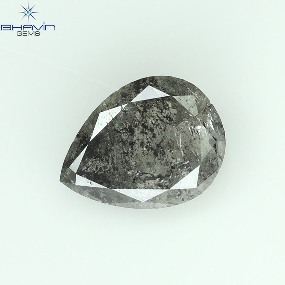 0.57 CT Pear Shape Natural Loose Diamond Salt And Pepper Color I3 Clarity (6.42 MM)