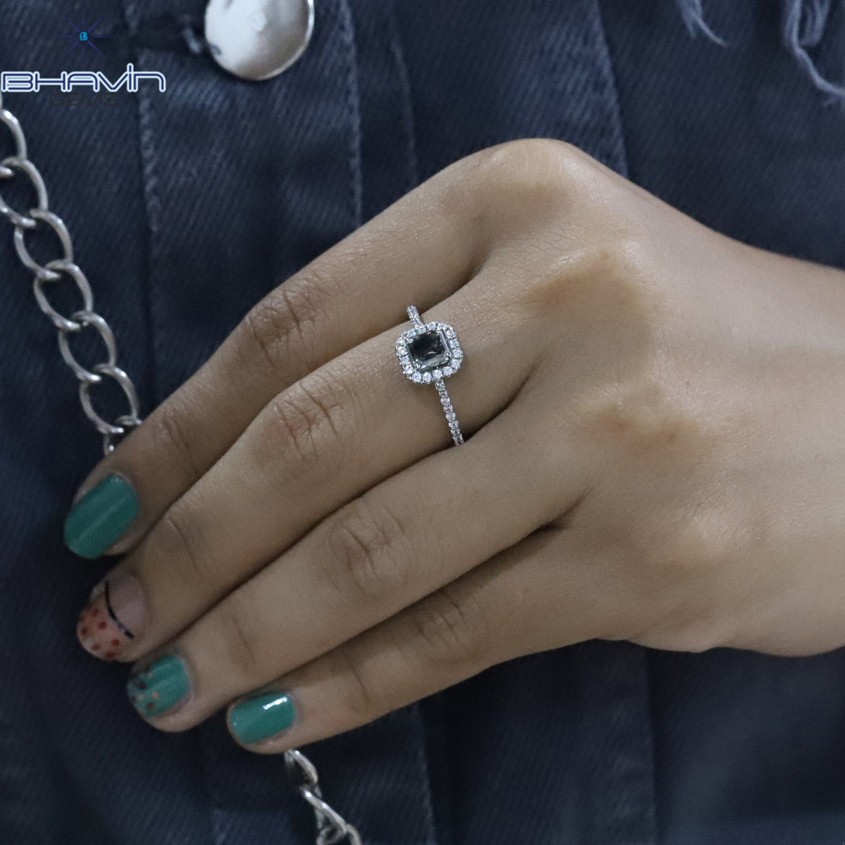 Emerald Diamond, Grey Diamond, Natural Diamond Ring, Engagement Ring