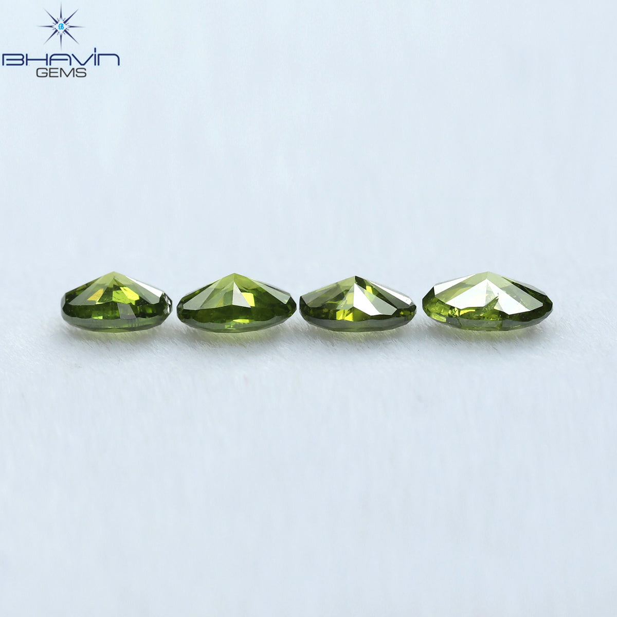 0.59 CT/4 Pcs Natural Oval Diamond Enhanced Green Color Clarity SI (4.22 MM)