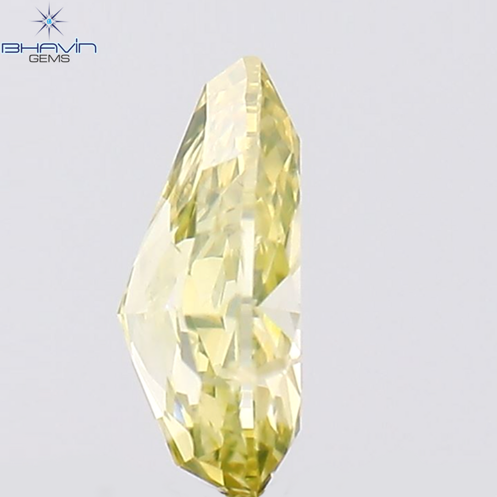 0.20 CT Pear Shape Natural Diamond Greenish Yellow Color SI1 Clarity (4.72 MM)