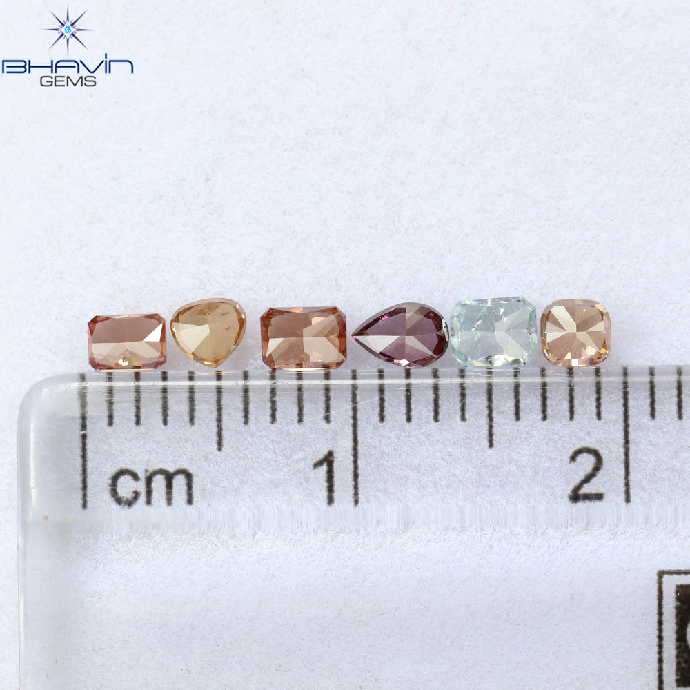 0.58 CT/6 Pcs Mix Shape Natural Diamond Pink Color SI2 Clarity (3.17 MM)