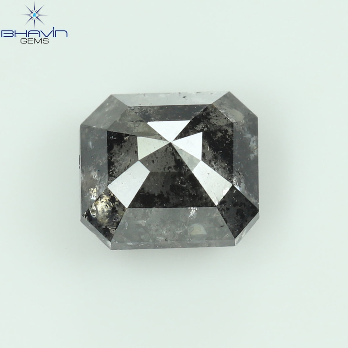 1.00 CT アッシャー シェイプ ナチュラル ダイヤモンド ソルト アンド ペッパー カラー I3 クラリティ (5.72 MM)