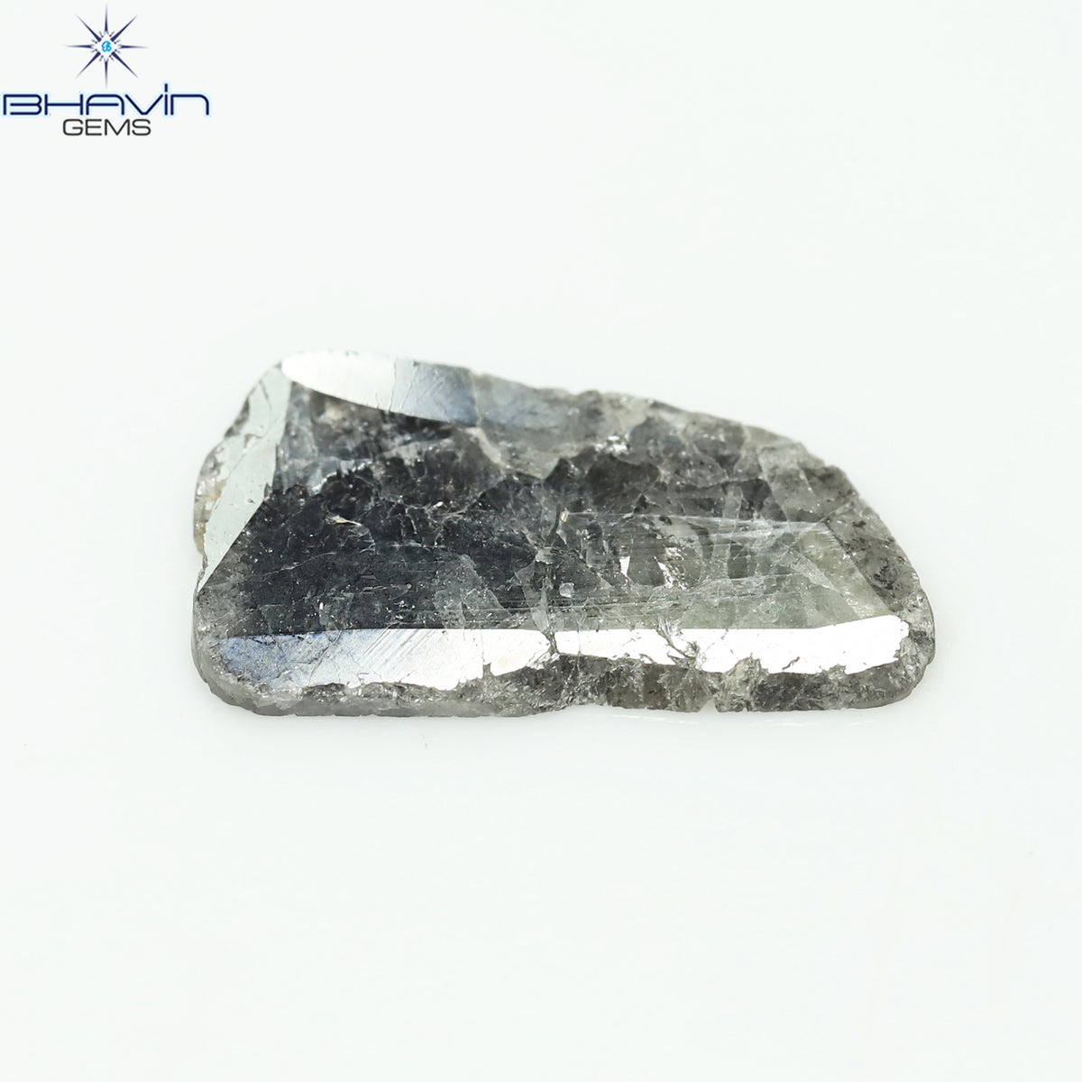 3.06 CT スライス シェイプ ナチュラル ダイヤモンド ソルト アンド ペッパー カラー I3 クラリティ (17.50 MM)