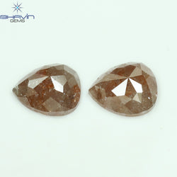 2.86 CT/2 Pcs Pear Shape Natural Loose Diamond Peach Color I3 Clarity (8.13 MM)