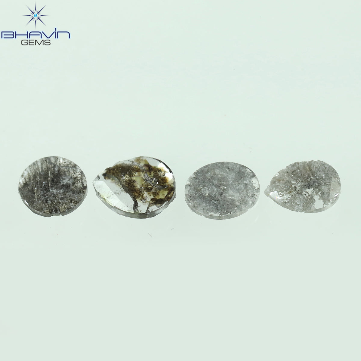 0.92 CT スライス形状 天然ダイヤモンド ソルト アンド ペッパー カラー I3 クラリティ (10.75 MM)
