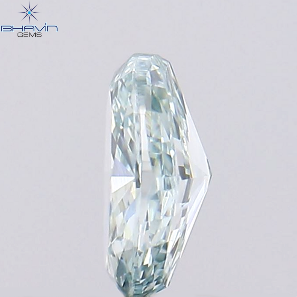 0.37 CT Oval Shape Natural Diamond Greenish Blue Color SI1 Clarity (5.36 MM)