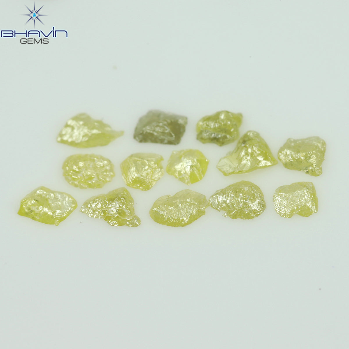 0.60 CT/13 ピース ラフシェイプ エンハンスト イエロー カラー ナチュラル ダイヤモンド I3 クラリティ (3.40 MM)