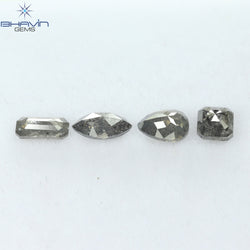 1.26 CT/4 ピース ミックス シェイプ ナチュラル ダイヤモンド ソルト アンド ペッパー カラー I3 クラリティ (5.94 MM)
