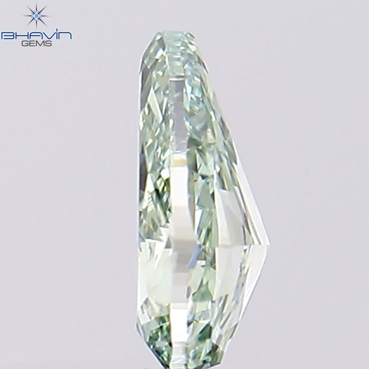0.75 CT ペアシェイプ ナチュラル ダイヤモンド ブルーイッシュ グリーン カラー VS2 クラリティ (7.30 MM)