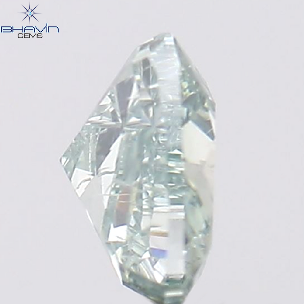 0.24 CT Heart Shape Natural Diamond Bluish Green Color SI1 Clarity (4.21 MM)
