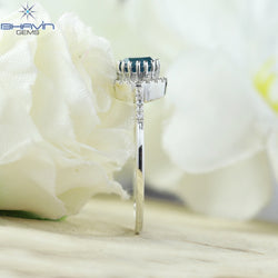 Gold Metal Blue Round Shape Diamond Engagement Ring And Wedding Diamond Ring
