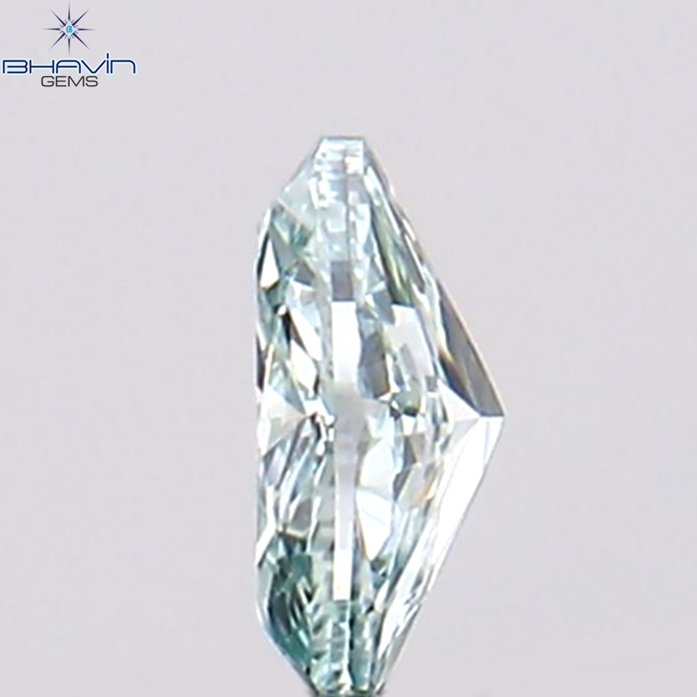 0.12 CT オーバルシェイプ ナチュラル ダイヤモンド ブルーイッシュ グリーン カラー VS1 クラリティ (3.26 MM)