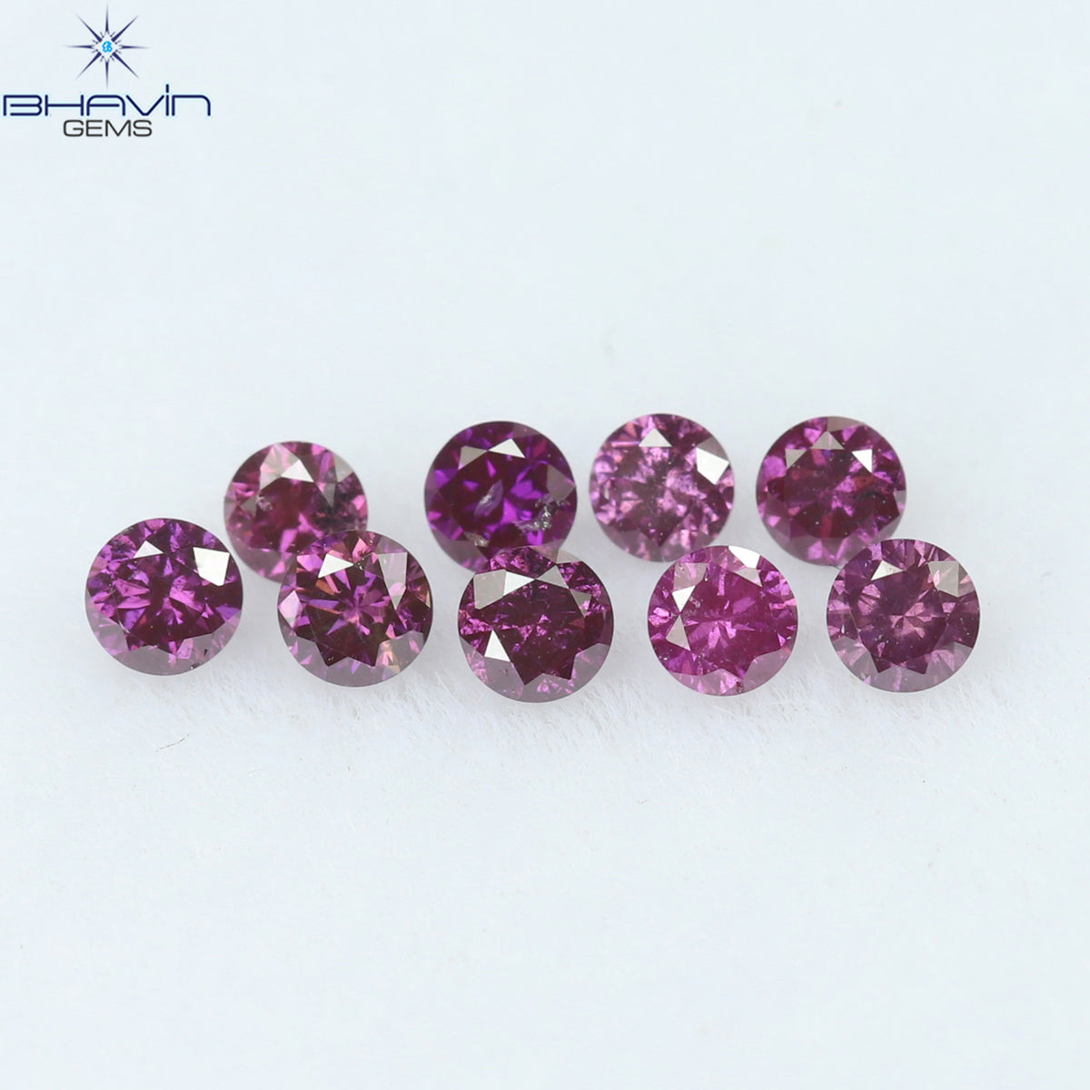 0.24 CT/9 PCS ラウンド ダイヤモンド ピンク色 天然ダイヤモンド I1 クラリティ (1.90 MM)