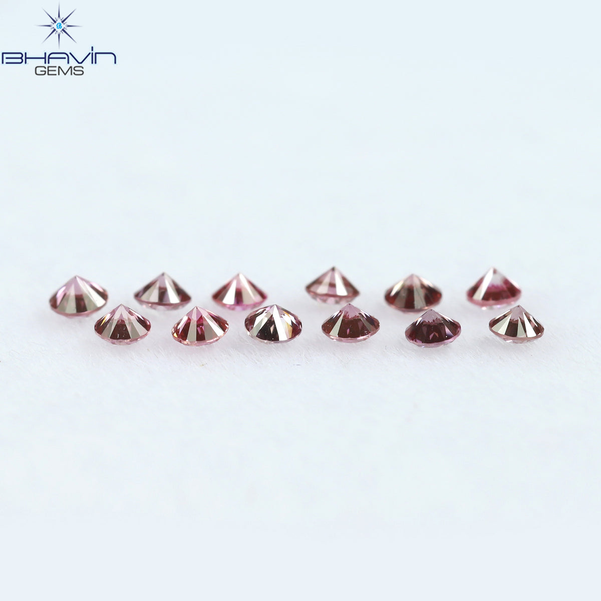 0.18 CT/12 PCS ラウンド ダイヤモンド エンハンスト ピンク カラー ナチュラル ダイヤモンド I3 クラリティ (1.50 MM)