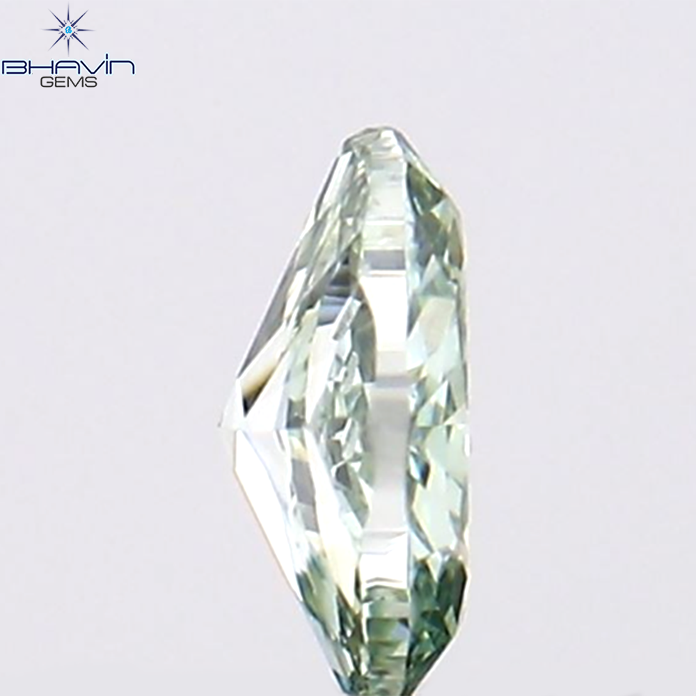 0.10 CT オーバルシェイプ ナチュラル ダイヤモンド ブルーイッシュ グリーン カラー VS1 クラリティ (3.55 MM)