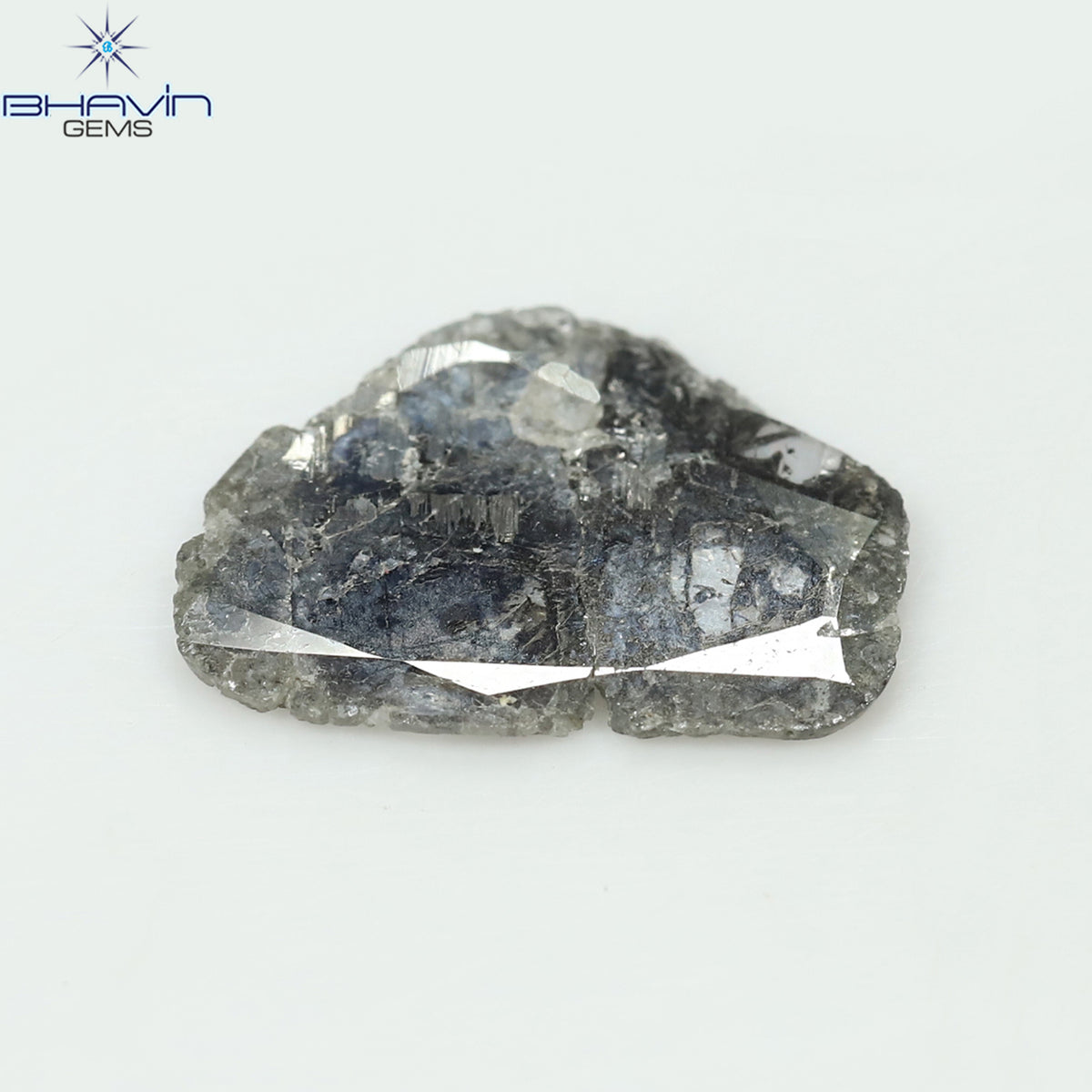 1.89 CT スライス シェイプ ナチュラル ダイヤモンド ソルト アンド ペッパー カラー I3 クラリティ (14.30 MM)