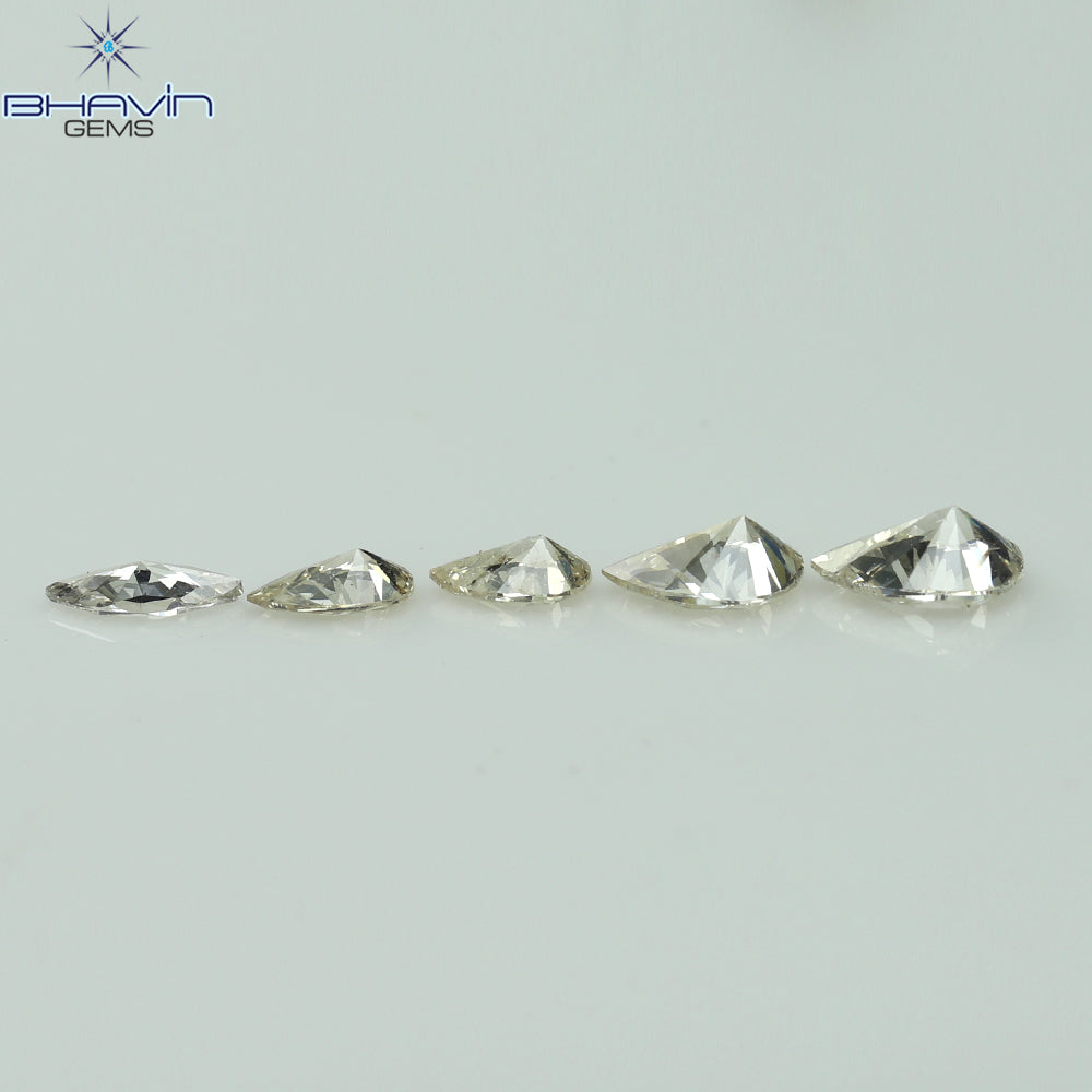 0.57 CT/5 ピース ペアシェイプ ナチュラル ダイヤモンド ホワイト(K) カラー VS2 クラリティ (4.40 MM)