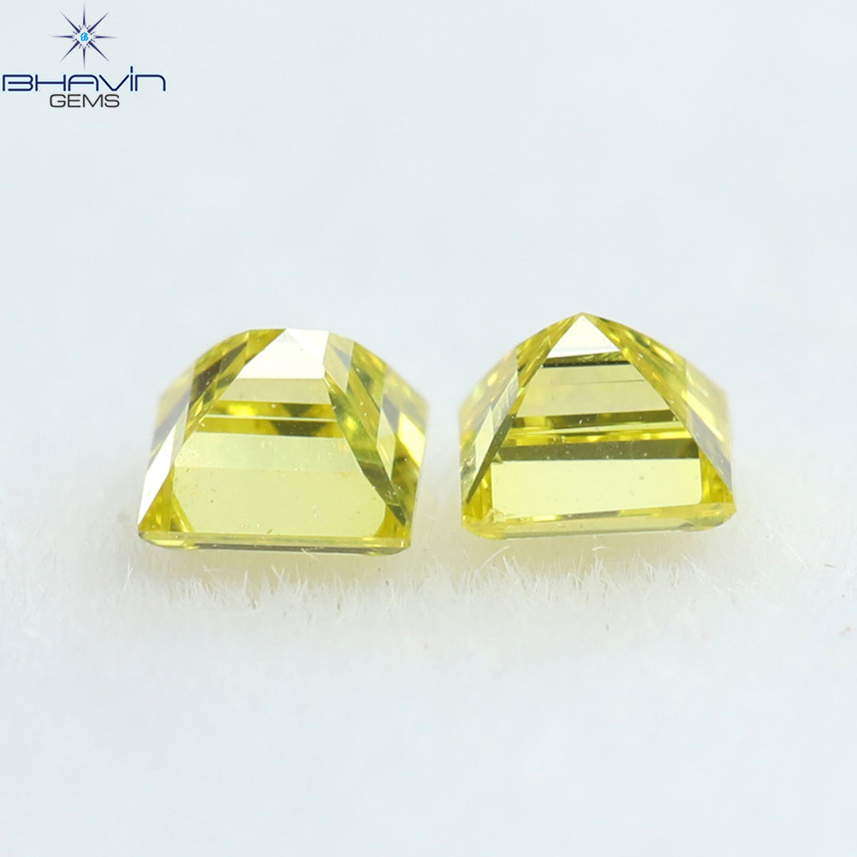 0.16 CT/2 Pcs Natural Square Cut Diamond Enhanced Yellow Color Clarity VS1 (2.32 MM)