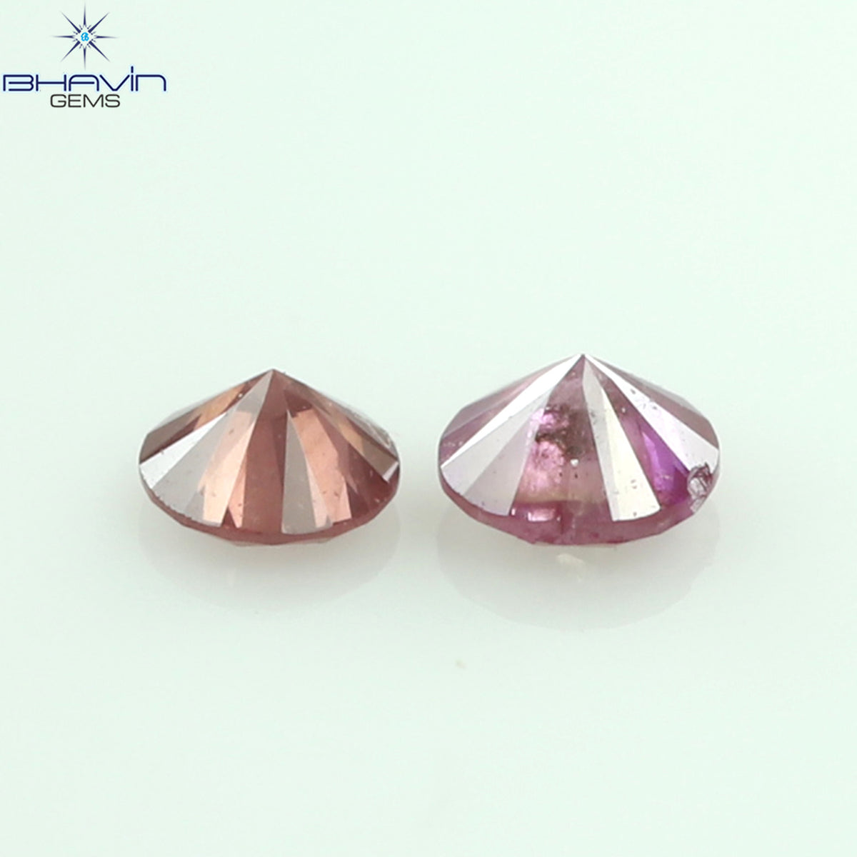 0.06 CT/2 ピース ラウンド シェイプ ナチュラル ルース ダイヤモンド ピンク カラー I3 クラリティ (1.85 MM)
