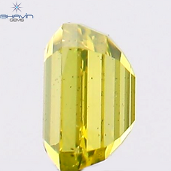 0.13 CT Emerald Shape Natural Diamond Enhanced Yellow Green Color VS1 Clarity (3.02 MM)
