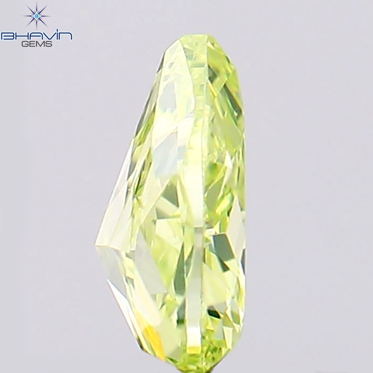 0.38 CT Natural Pear Diamond Enhanced Greenish Yellow Color Clarity VS1 (5.55 MM)