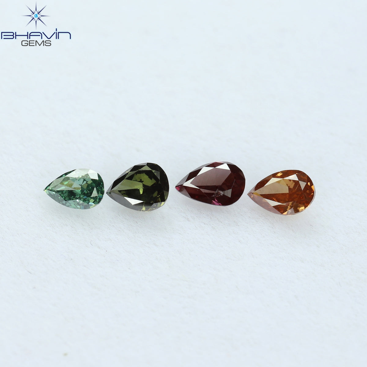 0.46 CT/4 Pcs Natural Pear Diamond Enhanced Mix Fancy Color Clarity VS2 (4.06 MM)