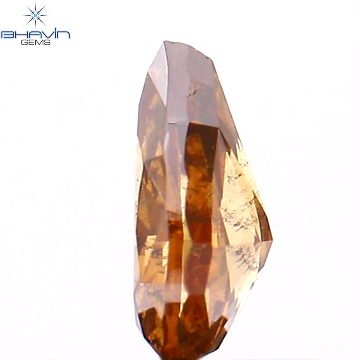 0.35 CT ペアシェイプ ナチュラル ダイヤモンド ピンク オレンジ色 SI1 クラリティ (5.73 MM)