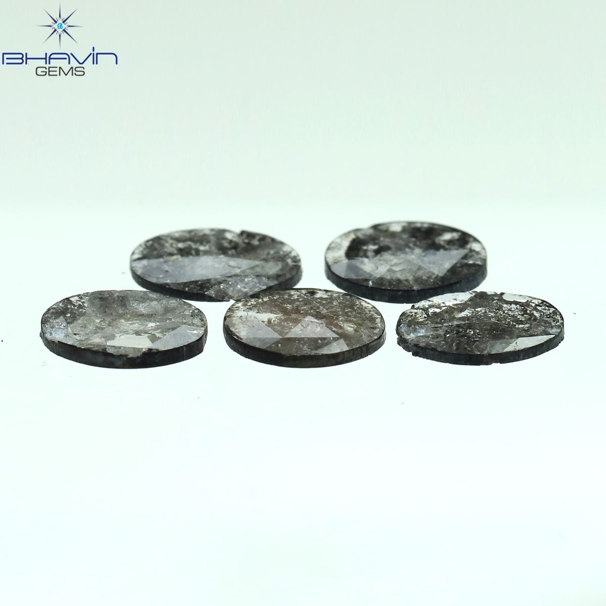 1.17 CT/5 Pcs Natural Oval Slice Diamond Salt And Pepper Color Clarity I3 (6.20 MM)