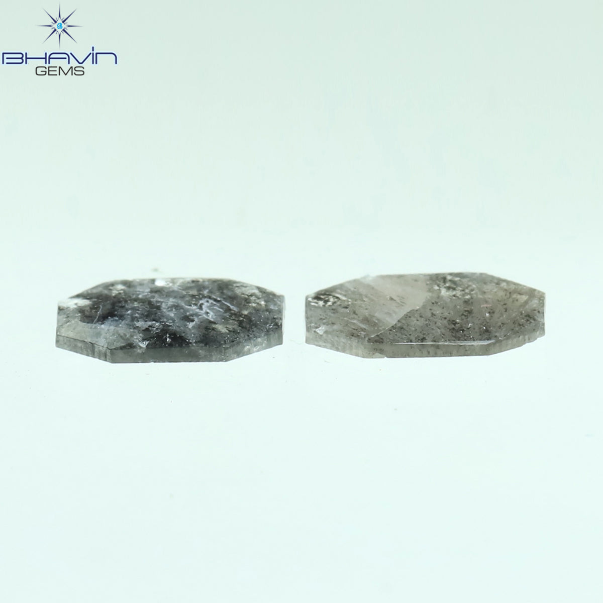 0.92 CT スライス形状 天然ダイヤモンド ソルト アンド ペッパー カラー I3 クラリティ (10.75 MM)